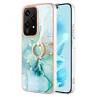 For Honor 200 Lite Global Electroplating Marble IMD TPU Phone Case with Ring Holder(Green 003) - 1