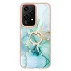 For Honor 200 Lite Global Electroplating Marble IMD TPU Phone Case with Ring Holder(Green 003) - 2