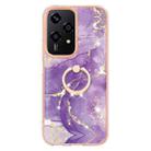 For Honor 200 Lite Global Electroplating Marble IMD TPU Phone Case with Ring Holder(Purple 002) - 2