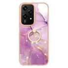 For Honor 200 Lite Global Electroplating Marble IMD TPU Phone Case with Ring Holder(Purple 001) - 2