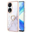 For Honor X7b 4G / 5G Electroplating Marble IMD TPU Phone Case with Ring Holder(White 006) - 1