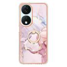 For Honor X7b 4G / 5G Electroplating Marble IMD TPU Phone Case with Ring Holder(Rose Gold 005) - 2