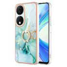 For Honor X7b 4G / 5G Electroplating Marble IMD TPU Phone Case with Ring Holder(Green 003) - 1