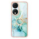 For Honor X7b 4G / 5G Electroplating Marble IMD TPU Phone Case with Ring Holder(Green 003) - 2