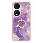 For Honor X7b 4G / 5G Electroplating Marble IMD TPU Phone Case with Ring Holder(Purple 002) - 2