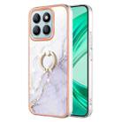 For Honor X8b Electroplating Marble IMD TPU Phone Case with Ring Holder(White 006) - 1