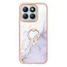 For Honor X8b Electroplating Marble IMD TPU Phone Case with Ring Holder(White 006) - 2