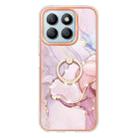 For Honor X8b Electroplating Marble IMD TPU Phone Case with Ring Holder(Rose Gold 005) - 2