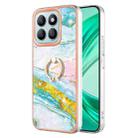 For Honor X8b Electroplating Marble IMD TPU Phone Case with Ring Holder(Green 004) - 1