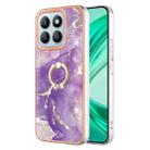 For Honor X8b Electroplating Marble IMD TPU Phone Case with Ring Holder(Purple 002) - 1