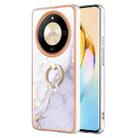 For Honor X9b Electroplating Marble IMD TPU Phone Case with Ring Holder(White 006) - 1