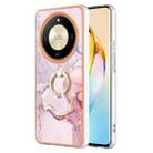 For Honor X9b Electroplating Marble IMD TPU Phone Case with Ring Holder(Rose Gold 005) - 1