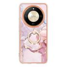 For Honor X9b Electroplating Marble IMD TPU Phone Case with Ring Holder(Rose Gold 005) - 2