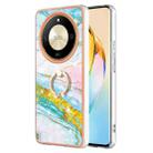 For Honor X9b Electroplating Marble IMD TPU Phone Case with Ring Holder(Green 004) - 1