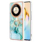 For Honor X9b Electroplating Marble IMD TPU Phone Case with Ring Holder(Green 003) - 1