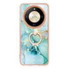 For Honor X9b Electroplating Marble IMD TPU Phone Case with Ring Holder(Green 003) - 2