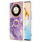 For Honor X9b Electroplating Marble IMD TPU Phone Case with Ring Holder(Purple 002) - 1