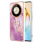 For Honor X9b Electroplating Marble IMD TPU Phone Case with Ring Holder(Purple 001) - 1