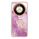 For Honor X9b Electroplating Marble IMD TPU Phone Case with Ring Holder(Purple 001) - 2