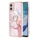 For Motorola Moto G53 5G Electroplating Marble IMD TPU Phone Case with Ring Holder(Rose Gold 005) - 1