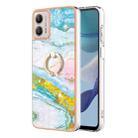 For Motorola Moto G53 5G Electroplating Marble IMD TPU Phone Case with Ring Holder(Green 004) - 1