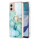 For Motorola Moto G53 5G Electroplating Marble IMD TPU Phone Case with Ring Holder(Green 003) - 1