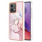 For Motorola Moto G84 Electroplating Marble IMD TPU Phone Case with Ring Holder(Rose Gold 005) - 1