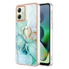 For Motorola Moto G54 Electroplating Marble IMD TPU Phone Case with Ring Holder(Green 003) - 1