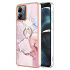 For Motorola Moto G14 Electroplating Marble IMD TPU Phone Case with Ring Holder(Rose Gold 005) - 1