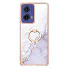 For Motorola Moto G85 Electroplating Marble IMD TPU Phone Case with Ring Holder(White 006) - 2