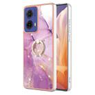 For Motorola Moto G85 Electroplating Marble IMD TPU Phone Case with Ring Holder(Purple 001) - 1