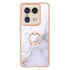 For Motorola Edge 50 Ultra Electroplating Marble IMD TPU Phone Case with Ring Holder(White 006) - 2