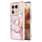 For Motorola Edge 50 Ultra Electroplating Marble IMD TPU Phone Case with Ring Holder(Rose Gold 005) - 1