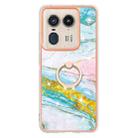 For Motorola Edge 50 Ultra Electroplating Marble IMD TPU Phone Case with Ring Holder(Green 004) - 2