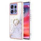 For Motorola Edge 50 Pro Electroplating Marble IMD TPU Phone Case with Ring Holder(White 006) - 1