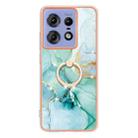 For Motorola Edge 50 Pro Electroplating Marble IMD TPU Phone Case with Ring Holder(Green 003) - 2