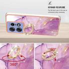 For Motorola Edge 50 Pro Electroplating Marble IMD TPU Phone Case with Ring Holder(Purple 001) - 3