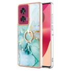 For Motorola Edge 50 Fusion Electroplating Marble IMD TPU Phone Case with Ring Holder(Green 003) - 1