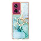 For Motorola Edge 50 Fusion Electroplating Marble IMD TPU Phone Case with Ring Holder(Green 003) - 2