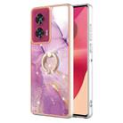 For Motorola Edge 50 Fusion Electroplating Marble IMD TPU Phone Case with Ring Holder(Purple 001) - 1
