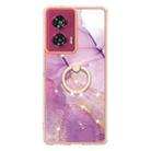 For Motorola Edge 50 Fusion Electroplating Marble IMD TPU Phone Case with Ring Holder(Purple 001) - 2