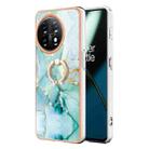 For OnePlus 11 Electroplating Marble IMD TPU Phone Case with Ring Holder(Green 003) - 1