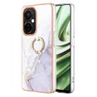 For OnePlus Nord CE 3 Lite/Nord N30/OPP0 K11x Electroplating Marble IMD TPU Phone Case with Ring Holder(White 006) - 1