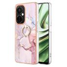 For OnePlus Nord CE 3 Lite/Nord N30/OPP0 K11x Electroplating Marble IMD TPU Phone Case with Ring Holder(Rose Gold 005) - 1