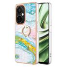 For OnePlus Nord CE 3 Lite/Nord N30/OPP0 K11x Electroplating Marble IMD TPU Phone Case with Ring Holder(Green 004) - 1