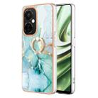 For OnePlus Nord CE 3 Lite/Nord N30/OPP0 K11x Electroplating Marble IMD TPU Phone Case with Ring Holder(Green 003) - 1