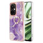 For OnePlus Nord CE 3 Lite/Nord N30/OPP0 K11x Electroplating Marble IMD TPU Phone Case with Ring Holder(Purple 002) - 1