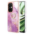 For OnePlus Nord CE 3 Lite/Nord N30/OPP0 K11x Electroplating Marble IMD TPU Phone Case with Ring Holder(Purple 001) - 1