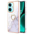 For OnePlus Nord CE 3 Electroplating Marble IMD TPU Phone Case with Ring Holder(White 006) - 1
