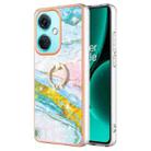 For OnePlus Nord CE 3 Electroplating Marble IMD TPU Phone Case with Ring Holder(Green 004) - 1